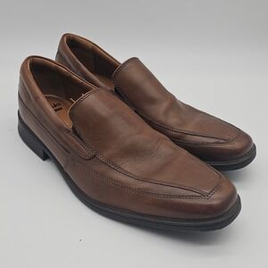 Clarks Collection Mens Brown Leather Slip On Loafers Dress‎ Shoes Comfort 10.5M